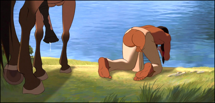 balls barefoot dreamworks exposed_ass imminent_rape little_creek male/male meme native_american outdoors screenshot_edit spirit:_stallion_of_the_cimarron