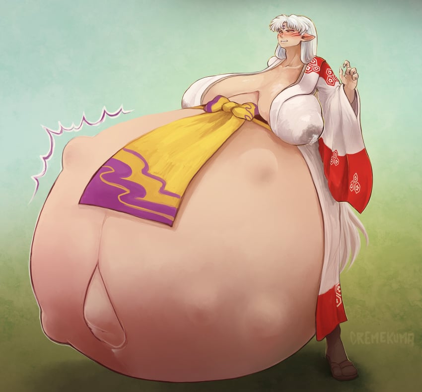 baby_kicking cremekuma fetal_kick fetal_movement huge_belly huge_belly_button huge_breasts hyper hyper_breasts hyper_pregnancy inflation inuyasha lactating lactation lactation_through_clothes male_pregnancy pregnant pregnant_belly rule_63 sesshoumaru thick_thighs