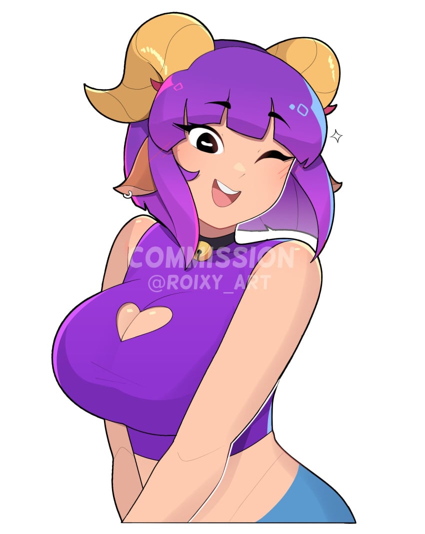 1girls big_breasts female oc original_character purple_hair roixy_nsfw tagme yellow_eyes