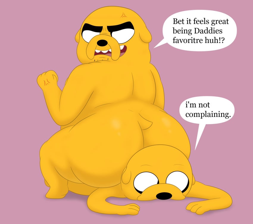 2boys adventure_time angry anthro ass big_butt brothers cartoon_network colossalstars jake_the_dog jermaine_the_dog sitting_on_person thick_thighs