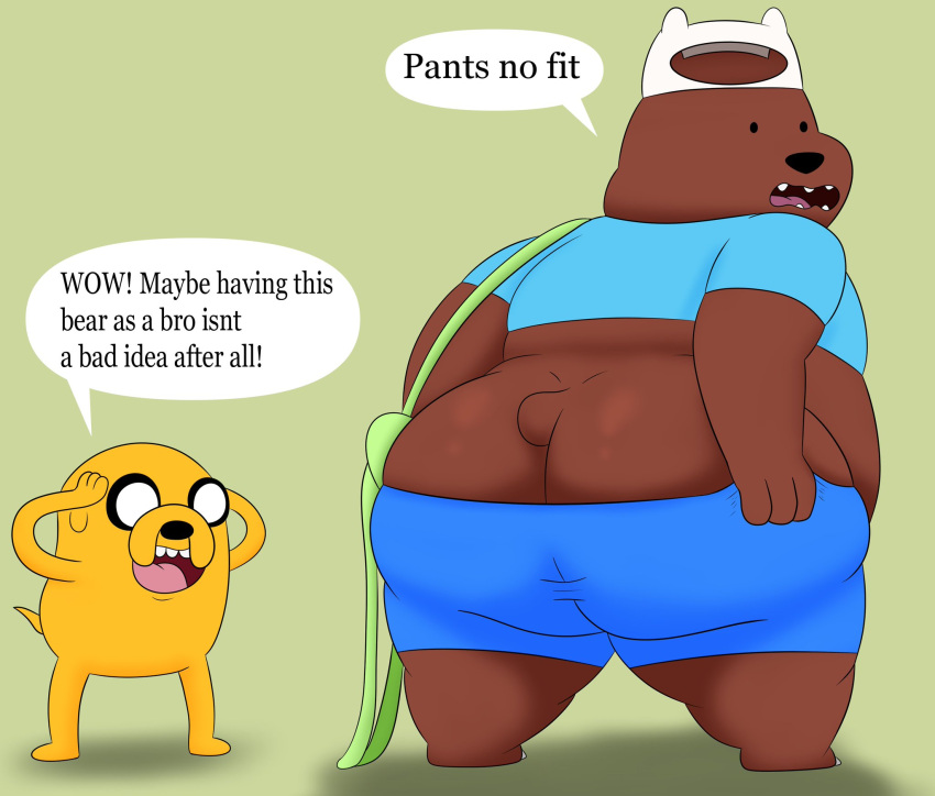 2022 2boys adventure_time anthro ass bear bear_(adventure_time) big_butt canid canine cartoon_network clothing colossalstars jake_the_dog male ursid