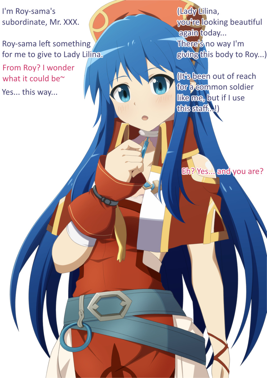 1girls blue_eyes blue_hair breasts english_text female female_only femsub fire_emblem fire_emblem:_the_binding_blade fire_emblem_binding_blade hard_translated lilina_(fire_emblem) mind_control netorare nintendo paid_reward_available solo text translated yugo-eti