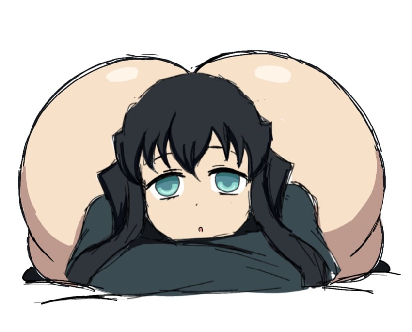 1boy ass ass_up big_ass bubble_ass bubble_butt demon_slayer femboy girly huge_ass huge_butt kimetsu_no_yaiba long_hair looking_at_viewer male male_only momiji_(artist) muichiro_tokitou thick_ass trap