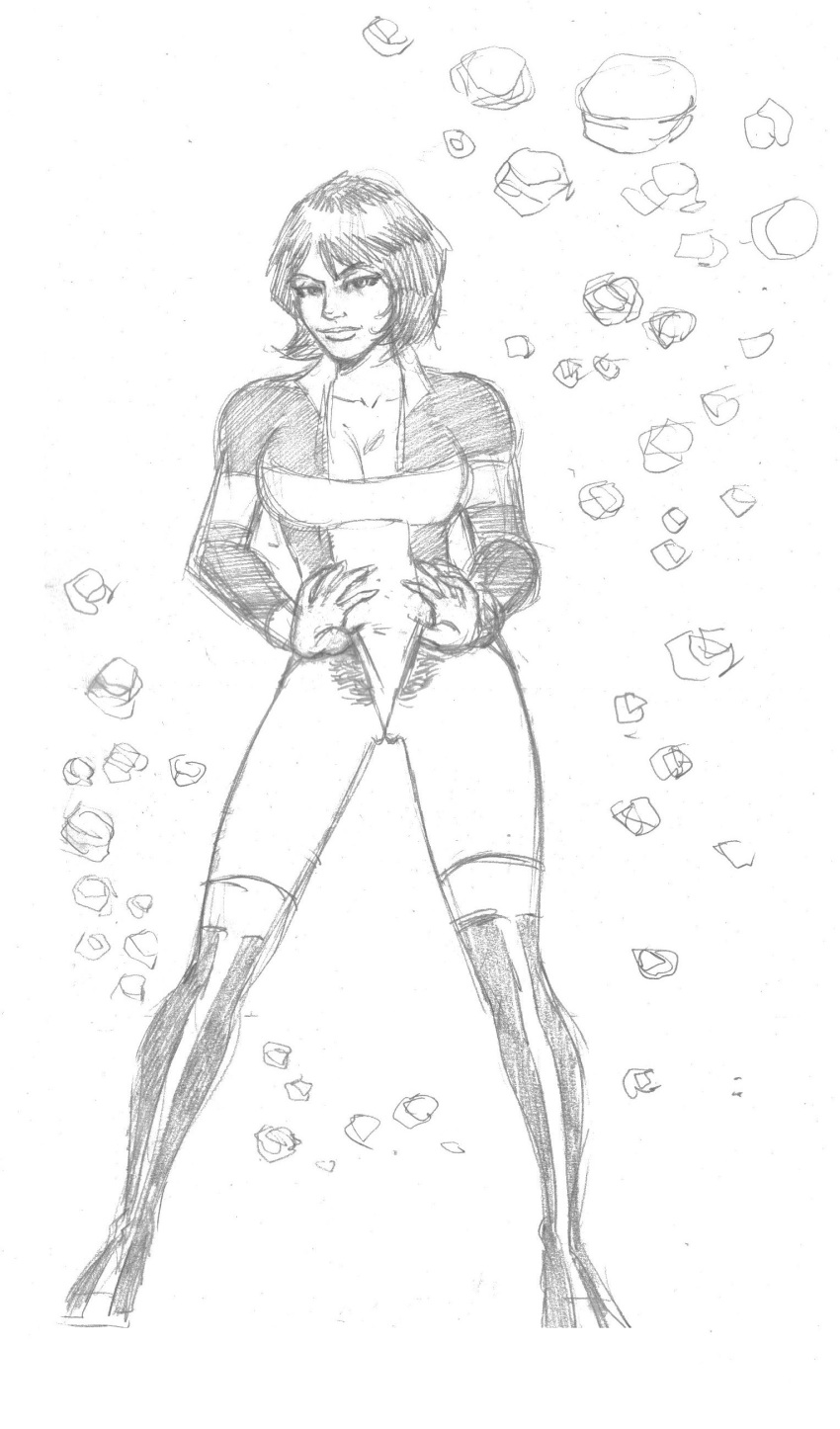 1girls atlee black_and_white dc dc_comics female female_only michael_powell sketch solo superman_(series) tagme terra_(dc)
