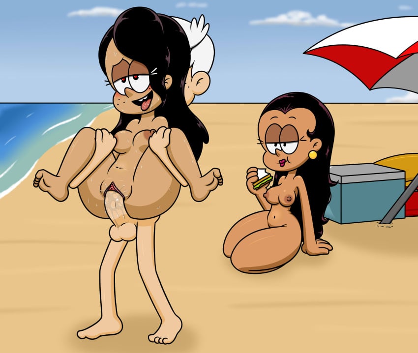 1boy 2girls aged_up ass beach big_ass big_penis black_hair breasts carlota_casagrande completely_nude curvaceous dark-skinned_female dark_skin dat_ass female ffm_threesome group interracial latina light-skinned_male light_skin lincoln_loud male nickelodeon nude_beach paramount_pictures penis penis_in_pussy pussy pussy_juice ronnie_anne_santiago sex stand_and_carry_position standing_sex sweating takeshi1000 the_casagrandes the_loud_house thick_thighs threesome vagina vaginal_sex voluptuous watching_sex white_hair wide_hips