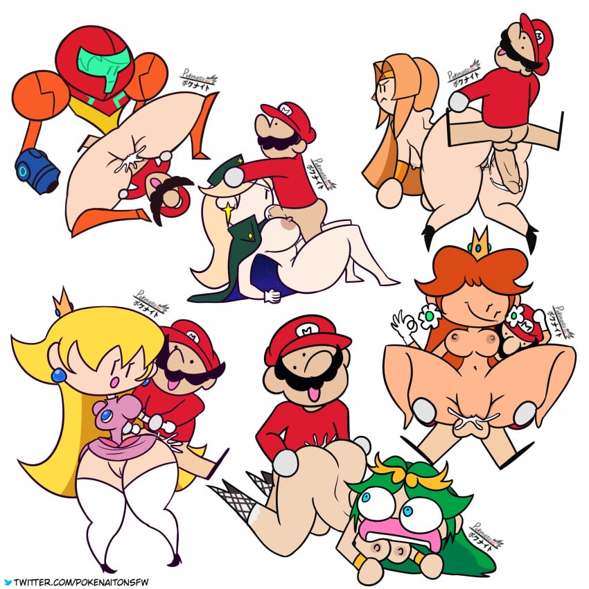 1boy 2d 6girls accurate_art_style all_fours anal anal_sex armor armored_samus artstyle_imitation big_ass big_breasts blonde_hair breasts cartoony clothed_female clothed_male_nude_female color cowgirl_position crossover crown cum cum_drip cum_in_ass cum_in_mouth cum_in_pussy cum_inside cum_leaking doggy_style doggystyle dress excessive_cum female fishnets from_behind from_behind_position green_hair happy_sex harem helmet helmet_with_visor human human_penetrated human_penetrating kid_icarus kid_icarus_uprising light-skinned_female light_skin long_hair looking_annoyed looking_back mario mario_(series) medium_breasts metroid missionary_position mob_face multiple_girls narrow_waist nintendo on_model open_mouth palutena pokenaito princess princess_daisy princess_peach princess_rosalina princess_zelda red_hair reverse_cowgirl_position samus_aran sex skinny small_waist speedrunner_mario stand_and_carry standing_sex straight super_mario_bros. super_mario_galaxy super_smash_bros. terminalmontage the_legend_of_zelda thick_thighs thin tiny_waist vaginal_penetration varia_suit varia_suit_helmet wide_hips zelda_(a_link_between_worlds)