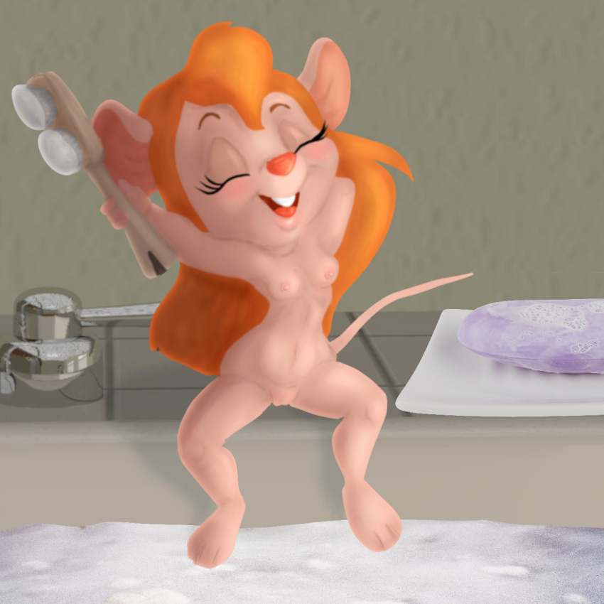 anthro bath bath_brush bathing bathroom breasts brush bubble bubble_bath chip_'n_dale_rescue_rangers disney faucet female gadget_hackwrench genitals hi_res mammal mouse mousetache murid murine nipples nude pussy rodent sink sitting soap_bar solo spread_legs spreading stretching toothbrush