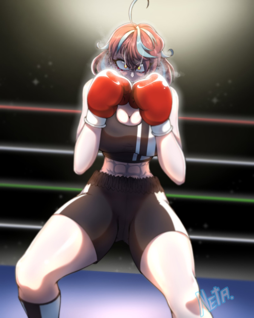 1girls boxing boxing_gloves boxing_ring boxing_stance bra emikukis female female_only light-skinned_female light_skin midriff netardado owozu pink_hair red_boxing_gloves red_gloves safe sfw shorts solo sports_bra tagme virtual_youtuber youtube youtube_hispanic