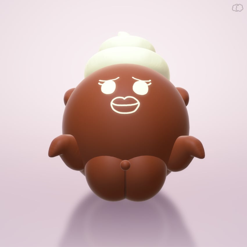 1:1 anthro ball_with_hyper_features chocolata_(puffy_maker) chocolate female food food_creature hyper_pussy ice_cream laying_back laying_down laying_on_back lips paint_3d plump_labia puffy_maker pussy vanilla watermark