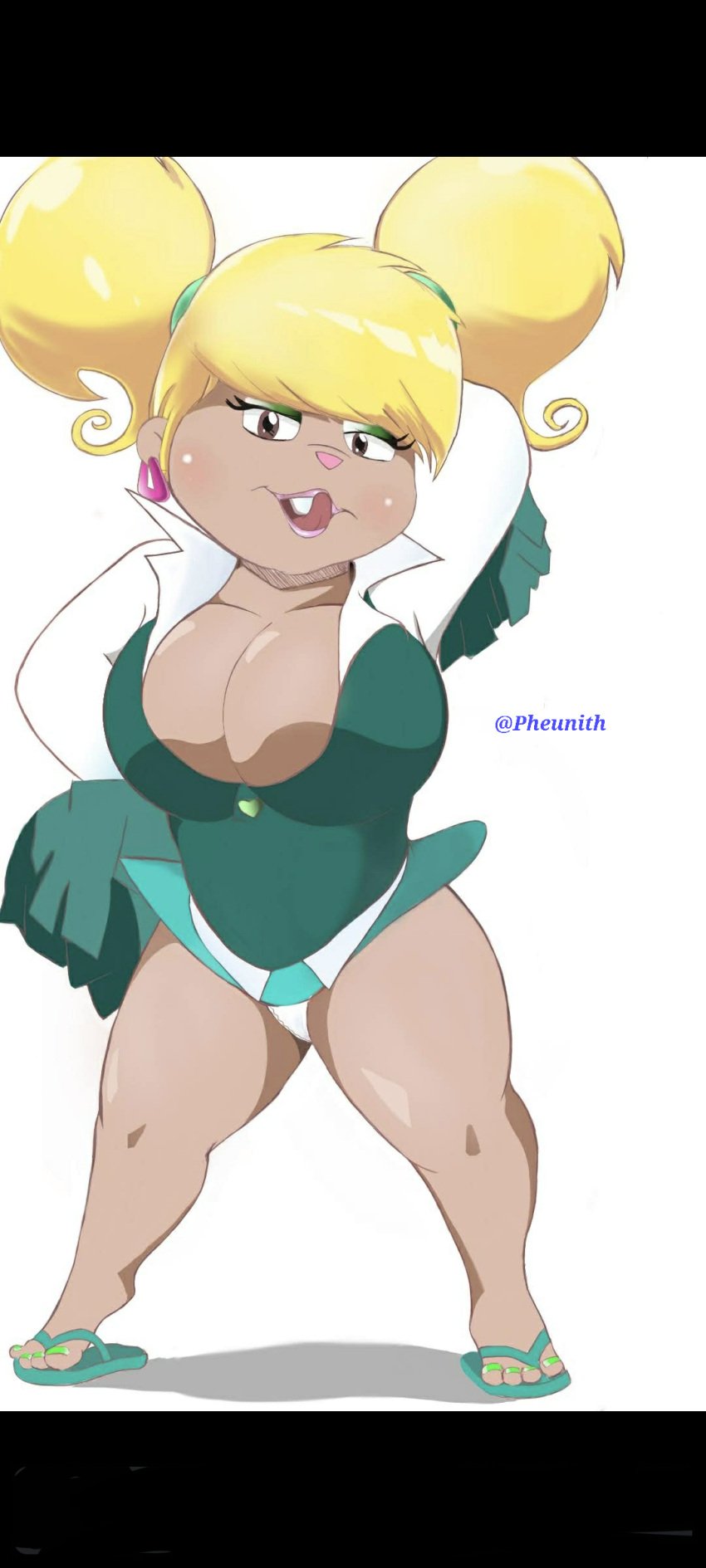 alvin_and_the_chipmunks anthro chipettes chipmunk eleanor_miller furry furry_ass furry_breasts furry_female green_body