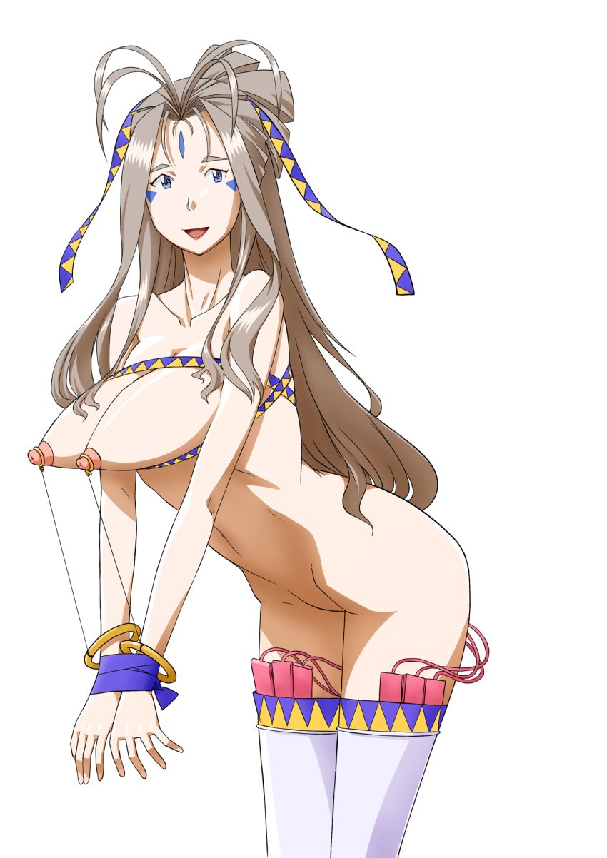 1girls antenna_hair ass belldandy big_breasts blue_hair bondage breasts facial_markings female goddess joy_division large_breasts leaned_forward long_hair nipples nude oh_my_goddess! pale-skinned_female pale_skin shaved_crotch stockings thighhighs vibrator wide_hips