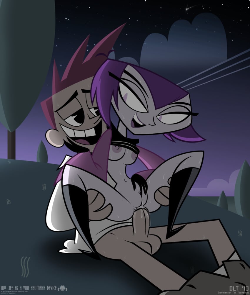 accurate_art_style anal brad_carbunkle chair_position dlt female human male misty_(mlaatr) my_life_as_a_teenage_robot night outdoors pale_skin penis pussy sex sitting smile smooth_skin straight toony