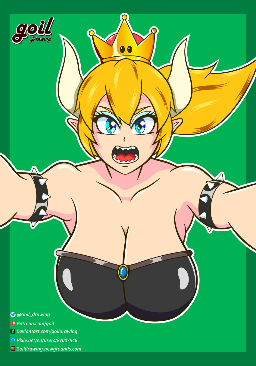 1girls alternate_version_available big_breasts bowsette breasts female female_only fully_clothed goil_drawing mario_(series) new_super_mario_bros._u_deluxe nintendo self_upload solo video_games