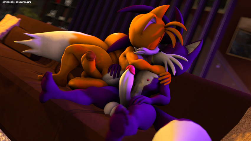 2boys 3d gay jasie_the_fox kissing male male/male oc original_character penis sonic_(series) tagme tails