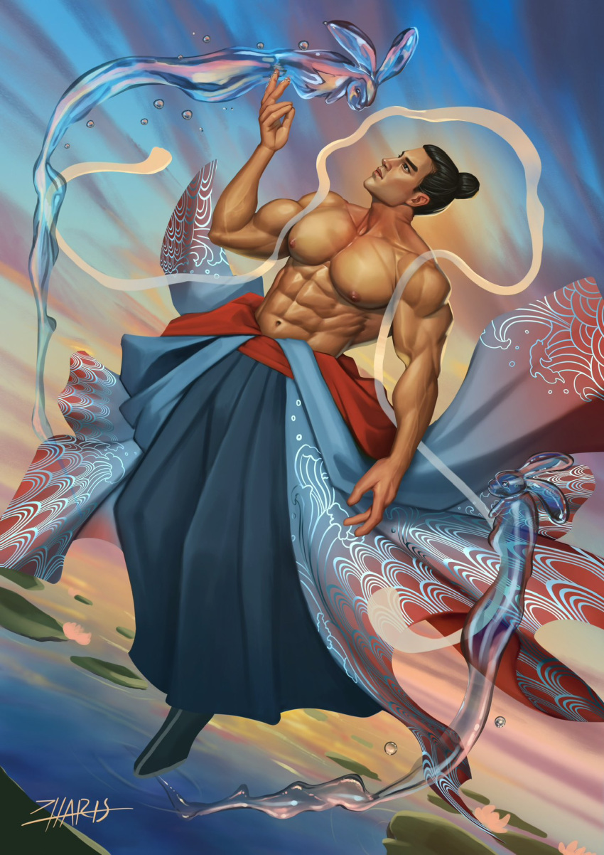 asian asian_male east_asian east_asian_male lunar_new_year male male_only muscles muscular muscular_male shirtless_male year_of_the_rabbit zharts