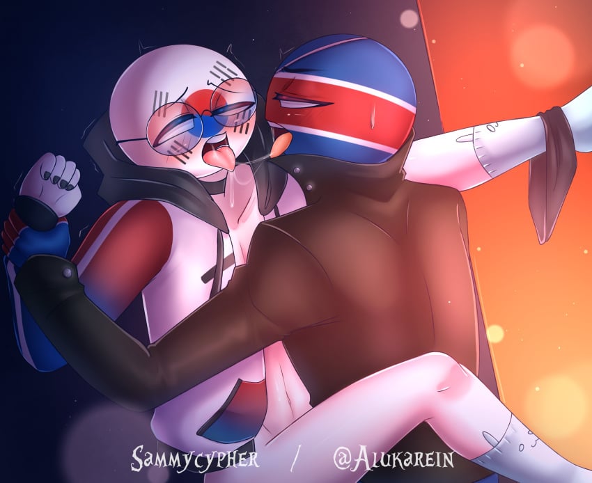 alukarein ambiguous_anal ambiguous_penetration choker countryhumans gay gay_sex glasses incest north_korea_(countryhumans) open_clothes open_jacket painted_nails sammy_cypher socks south_korea_(countryhumans) underwear