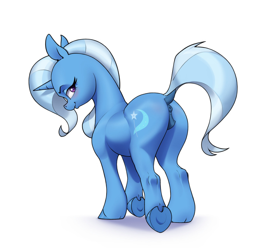 absurd_res anatomically_correct anatomically_correct_genitalia anatomically_correct_pussy animal_genitalia animal_pussy anus aquaticvibes ass blue_anus blue_body blue_hair blue_hooves blue_pussy blue_tail blush cutie_mark dock equid equine equine_anus equine_genitalia equine_pussy eyebrows eyelashes female feral friendship_is_magic genitals hair hasbro hi_res hooves horn looking_at_viewer looking_back looking_back_at_viewer mammal my_little_pony puffy_anus purple_eyes pussy raised_tail solo tail trixie_(mlp) underhoof unicorn unicorn_horn