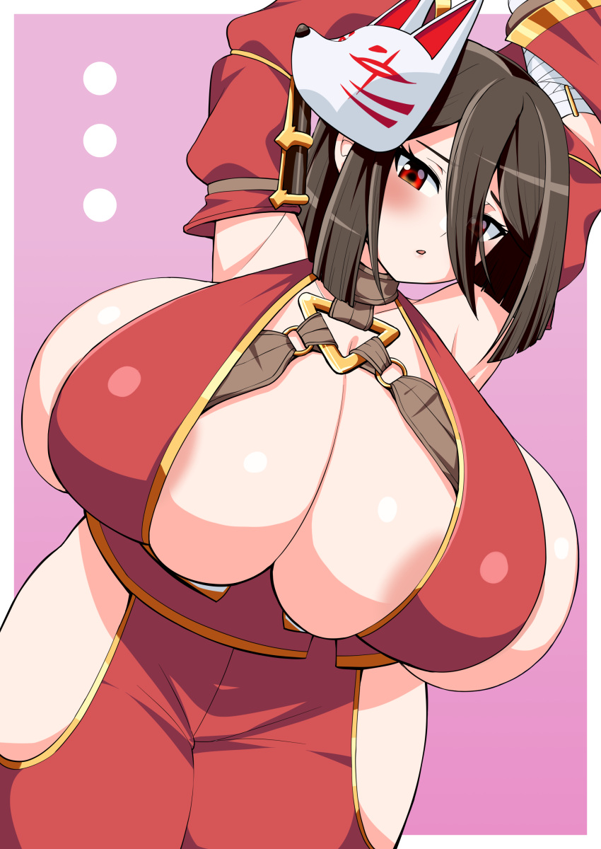 1girls big_breasts breasts busty curvaceous curvy curvy_body curvy_female curvy_figure female huge_breasts kunoichi_kaen large_breasts last_origin mask red_eyes roah voluptuous