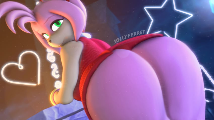 3d amy_rose amy_rose_(warfaremchine) ass ass_focus bent_over bent_over_table big_ass big_butt furry green_eyes huge_ass jollyferret looking_at_viewer looking_back photoshop pink_body pink_fur pink_hair pink_skin sfm skirt skirt_lift sonic_(series) sonic_the_hedgehog_(series) source_filmmaker