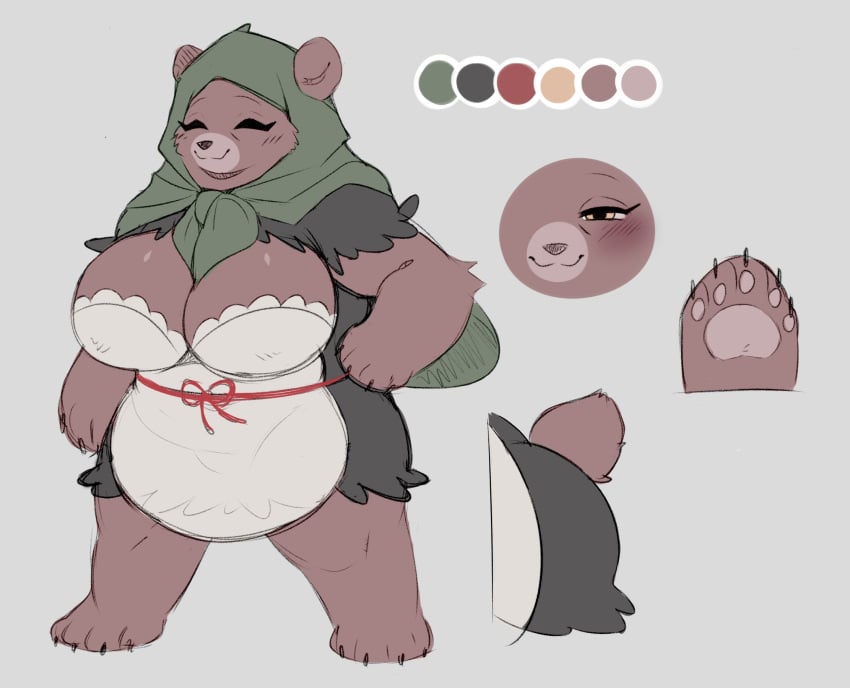 1girls 2023 anotherbearsimp anthro ass bear big_breasts biped blush blush_lines breasts brown_fur character_sheet cleavage closed_eyes clothed clothing color_palette female female_only front_view fur furry furry_only hi_res mama_mellow_(anotherbearsimp) mammal mature mature_female model_sheet pawpads paws smile solo ursid