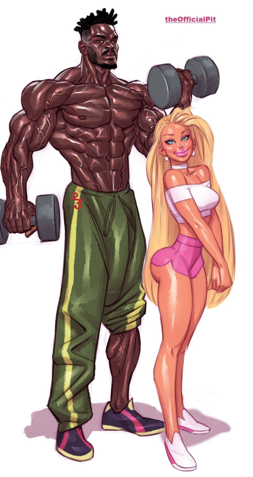 1boy 1girls big_ass big_penis blonde_hair bulge damarcus_brady dark-skinned_male dark_skin female hetero huge_cock interracial kacey_brady large_breasts light-skinned_female male pale-skinned_female penis_to_the_knees pink_shorts step-incest stepbrother_and_stepsister straight the_brady_bunch theofficialpit yellow_hair