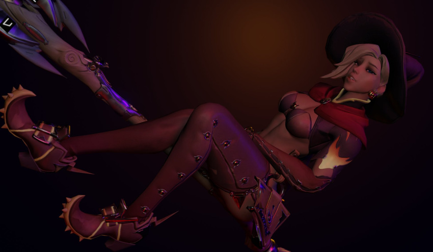 3d 3d_(artwork) angela_ziegler blender blender_(software) blizzard_entertainment clothed clothed_female female female_only fully_clothed mercy only_female overwatch solo solo_female witch_costume witch_hat witch_mercy yazz_3d