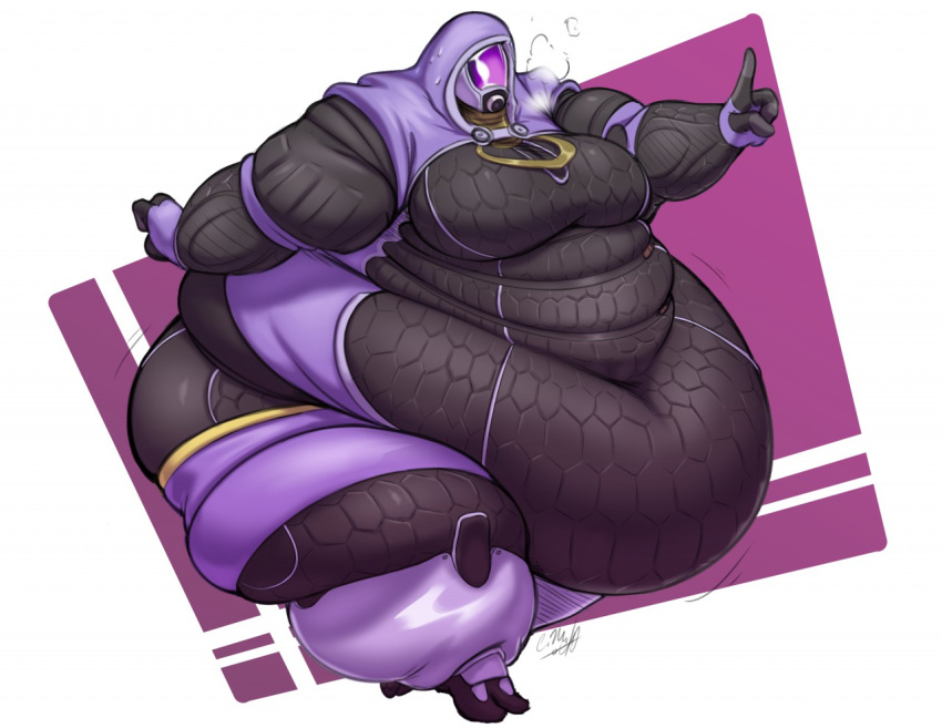 alien alien_girl bbw bodysuit fat female masked mass_effect massive_belly milkybody obese quarian ssbbw tali&#039;zorah_nar_rayya