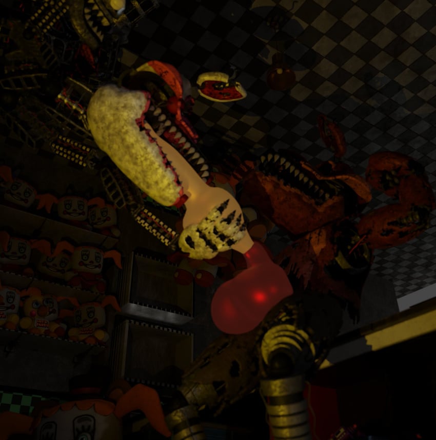 3d animatronic canid canine duo fellatio female five_nights_at_freddy's five_nights_at_freddy's_2 five_nights_at_freddy's_4 fox foxy_(fnaf) hi_res humanoid machine male male/female mammal mangle_(fnaf) mangled_mangle_(fnaf) nightmare_foxy nightmare_mangle oral penile robot robot_humanoid scottgames sex