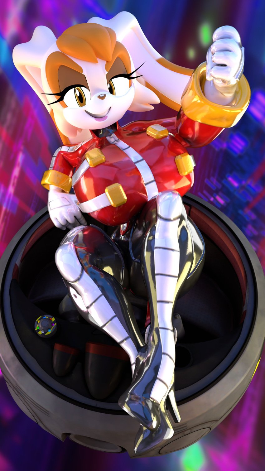 3d 3d_(artwork) anthro big_breasts breasts clothed clothing dr._eggman_(cosplay) eggman_empire female fur furry furry_only hi_res high_heel_boots high_heels male_character_(cosplay) palisal sonic_(series) sonic_the_hedgehog_(series) thick_thighs vanilla_the_rabbit