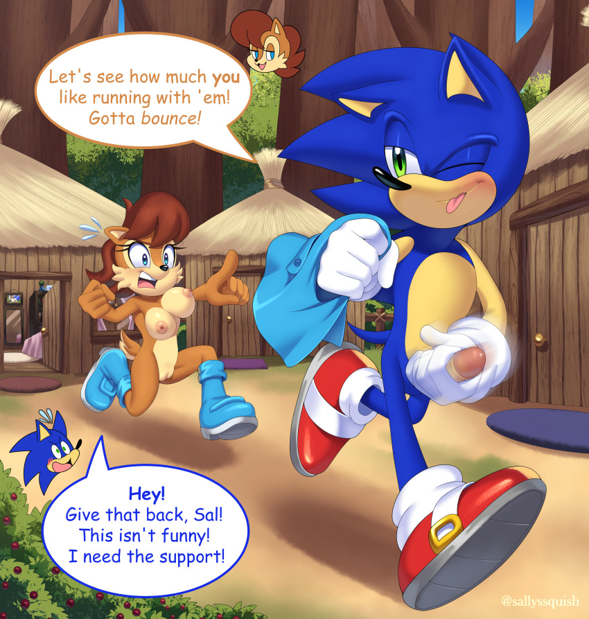 1boy 1girls big_breasts bodyswap fur furry high_resolution masturbation nipples nude running sally_acorn sega sonic_(series) sonic_the_hedgehog sonic_the_hedgehog_(series) squish_(artist) tagme