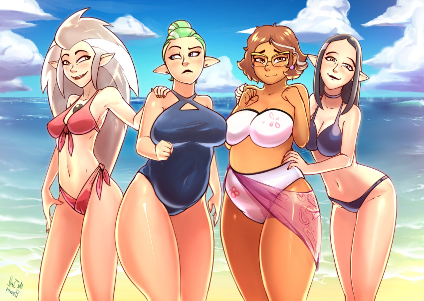 4girls afrolatina alternate_version_available beach big_ass big_breasts bikini brown_hair camila_noceda chubby curvy dark_skin disney disney_channel eda_clawthorne female female_only glasses latina latina_female latina_milf lilith_clawthorne long_hair mature_female milf mr.jellybeans multiple_girls odalia_blight older_female short_hair small_breasts straight_hair swimsuit swimwear the_owl_house thick_thighs voluptuous wide_hips