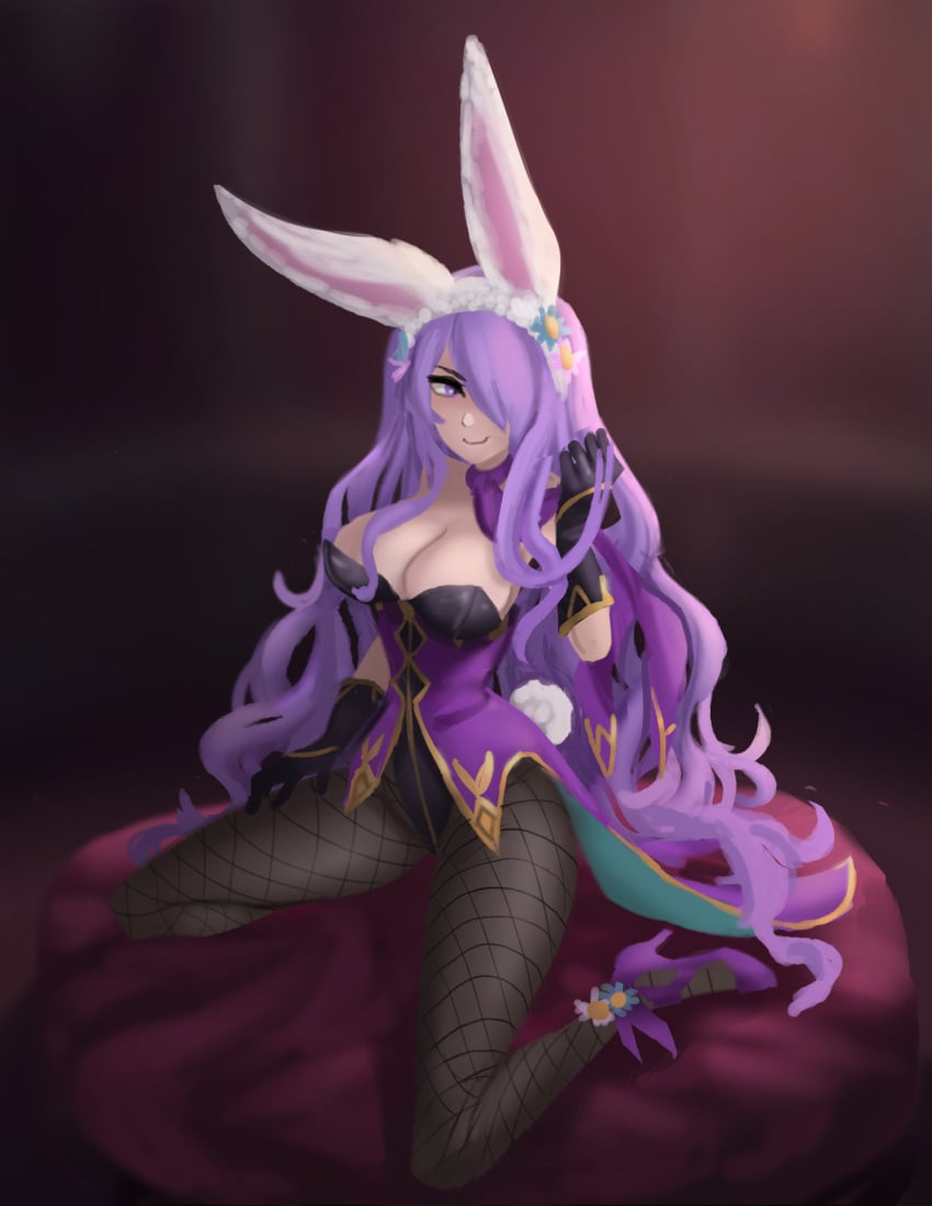 1girls alternate_costume breasts bunny_ears bunny_girl bunnysuit camilla_(fire_emblem) camilla_(spring)_(fire_emblem) cleavage easter female female_only fire_emblem fire_emblem_fates fire_emblem_heroes fishnet_legwear fishnets fraudulenttaco large_breasts leotard long_hair nintendo official_alternate_costume pantyhose purple_eyes purple_hair solo very_long_hair