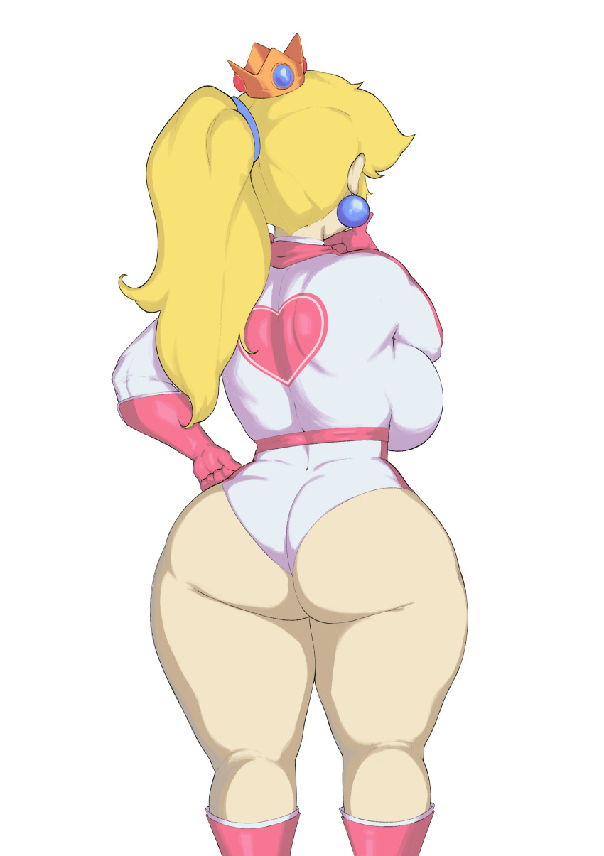 1girls alternate_costume alternate_version_available ass ass_focus back back_view bare_legs big_ass big_breasts blonde_hair blonde_hair_female bodysuit breasts bubble_butt busty crown dat_ass datmofo4 ear_piercing earrings female female_only hair headwear hips huge_ass huge_breasts jumpsuit mario_(series) mario_kart nintendo ponytail princess_peach solo solo_female thick_ass thighs wide_hips