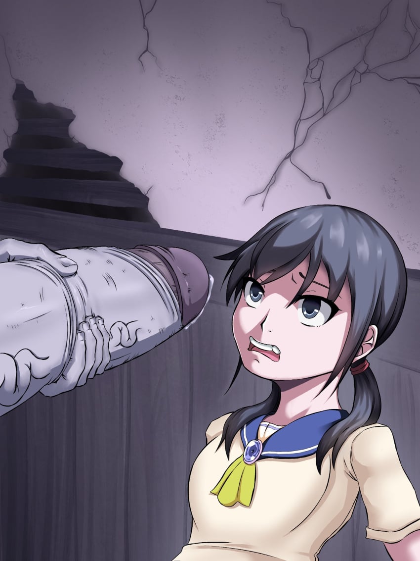 1girls ayumi_shinozaki caught cock_shock color corpse_party lustercandy masturbation penis size_difference tagme veiny_penis yoshikazu_yanagihori zombie