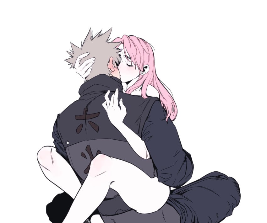 1boy 1boy1girl 1girls 2d age_difference blush blushing_ears closed_eyes clothed_male_nude_female embrace embracing female gray_hair hand_in_hair hatake_kakashi hug hugging kissing leg_lock legs_around_partner making_out male naruto naruto_(series) naruto_shippuden nude_female older_male older_man_and_teenage_girl on_lap pink_hair red_ears romantic sakura_haruno scarecrowpink sitting_on_lap straight teacher_and_student younger_female