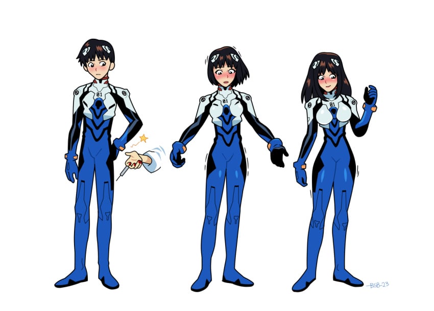 ass blackshirtboy breast_expansion breast_growth breasts female female_shinji gender_transformation genderswap genderswap_(mtf) hair_growth mtf_transformation neon_genesis_evangelion rule_63 shinji_ikari thigh_expansion thighs transformation transformation_sequence