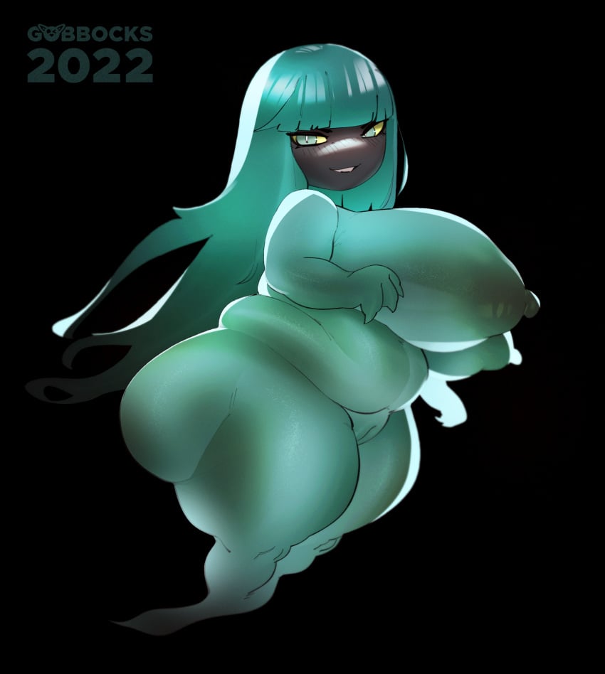 2020s 2022 absurd_res areola ass bbw belly big_belly big_breasts big_butt black_background black_body blunt_bangs blush blush_lines breasts chubby chubby_female dora_(hades) fat female genitals ghost ghost_tail gobbocks green_body green_eyes green_hair hades_(game) hair hi_res huge_breasts huge_butt humanoid long_hair looking_at_viewer muffin_top nipples nude overweight overweight_female plump plump_ass pussy short_stack shortstack side_butt simple_background smile solo spirit teal_body teal_eyes teal_hair teal_skin thick_thighs undead voluptuous wide_hips yellow_sclera