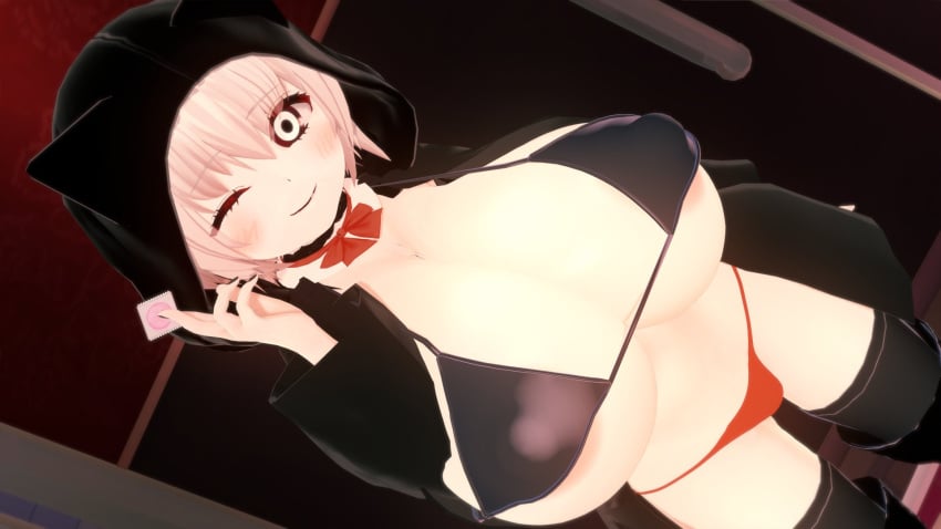 3d 3d_(artwork) big_breasts blush bra collar condom creepypasta female high_heel_boots high_heels hoodie huge_breasts jacket jeff_the_killer jeff_the_killer_(ai) large_breasts looking_at_viewer lucas_kostaway massive_breasts meme nail_polish one_eye_closed panties rule_63 smile solo standing