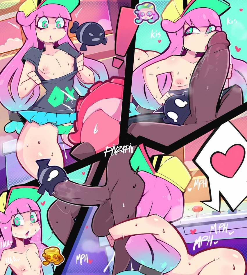 1boy 1girls anilingus anilingus_from_female ass big_balls big_penis blue_hair breasts cap dark-skinned_male dark_skin drooling eating_ass female female_on_top female_rimming_male flat_chest green_eyes harmony_(splatoon) heart huge_cock humanoid interracial large_penis licking licking_penis light-skinned_female light_skin male multicolored_eyes multicolored_hair nintendo nipples octoling octoling_boy open_mouth panties penis perky_breasts pettanko pink_hair pink_pupils pixzapix pseudo_hair rimjob rimming saliva saliva_string saliva_trail sex shiny_skin skirt small_breasts splatoon splatoon_(series) splatoon_3 spoken_heart steam straight sweat tentacle_hair text thick_thighs tongue tongue_out uncensored wet_panties wet_pussy wide_hips