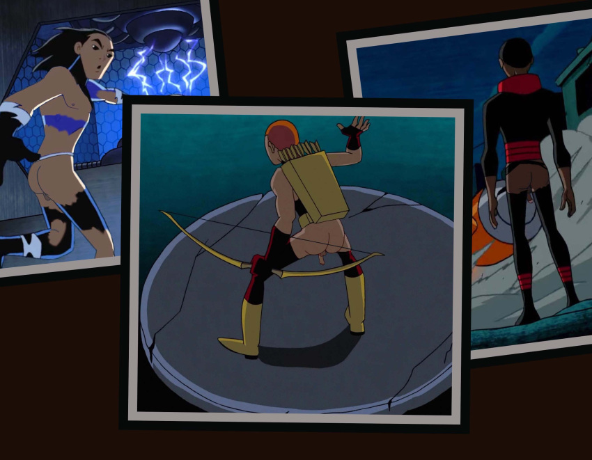 african african_male aqualad ass atlantean butt caucasian caucasian_male dark-skinned_male dark_skin dc exposed_ass garth_bernstein hotspot male male_only melanin muscles muscular muscular_male penis_out photo photo_(object) rainlangdon roy_harper speedy teen_boy teen_titans thin_waist wardrobe_malfunction