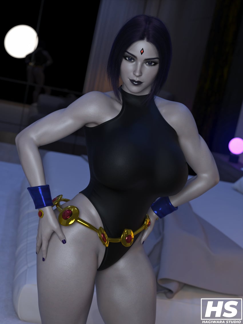 1girls 3d 3d_(artwork) abs big_breasts blue_swimsuit breasts dc dc_comics goth hagiwara_studio one-piece_swimsuit pale-skinned_female pale_skin panties rachel_roth raven_(dc) swimsuit teen teen_titans thick_thighs