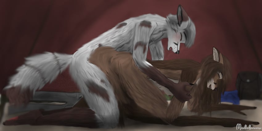 2:1 all_fours anthro anthro_on_anthro anthro_penetrated anthro_penetrating anthro_penetrating_anthro arctic_fox athletic backpack bedding bent_legs biped black_nose blanket bodily_fluids breasts brown_body brown_fur brown_hair camping camping_tent canid canine canis claws closed_eyes clothing cum cum_in_pussy cum_inside day detailed_background dipstick_ears doggy_style duo ear_markings ears_back elvira_(michalinovic) eyebrows facial_markings feet female female_penetrated fluffy fluffy_tail fox from_behind_position fur genital_fluids hair hand_on_arm happy happy_sex head_markings hi_res humanoid_hands intraspecies jarek_(michalinovic) leg_markings light long_hair looking_pleasured love male male/female male_penetrating male_penetrating_female mammal markings medium_breasts michalinovic multicolored_body multicolored_ears multicolored_fur multicolored_tail nude open_mouth orgasm orgasm_face penetration penile penile_penetration penis_in_pussy pivoted_ears red_fox romantic romantic_couple romantic_sex sex smile socks_(marking) spread_legs spreading tail tail_markings teeth tender toe_claws toes tongue true_fox vaginal_penetration vaginal_penetration white_body white_fur white_hair