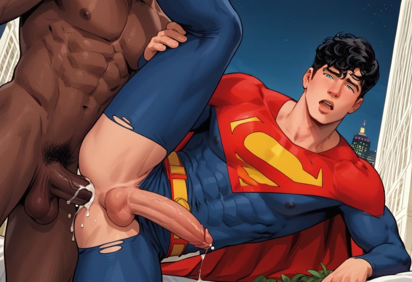 ai_generated big_ass big_balls big_penis dc dc_comics foreskin frenulum fully_retracted_foreskin gay jon-el jonathan_kent justice_league male muscles muscular superboy superboy_(jonathan_kent) superhero superman superman_(jonathan_kent) superman_(series) uncircumcised yaoi