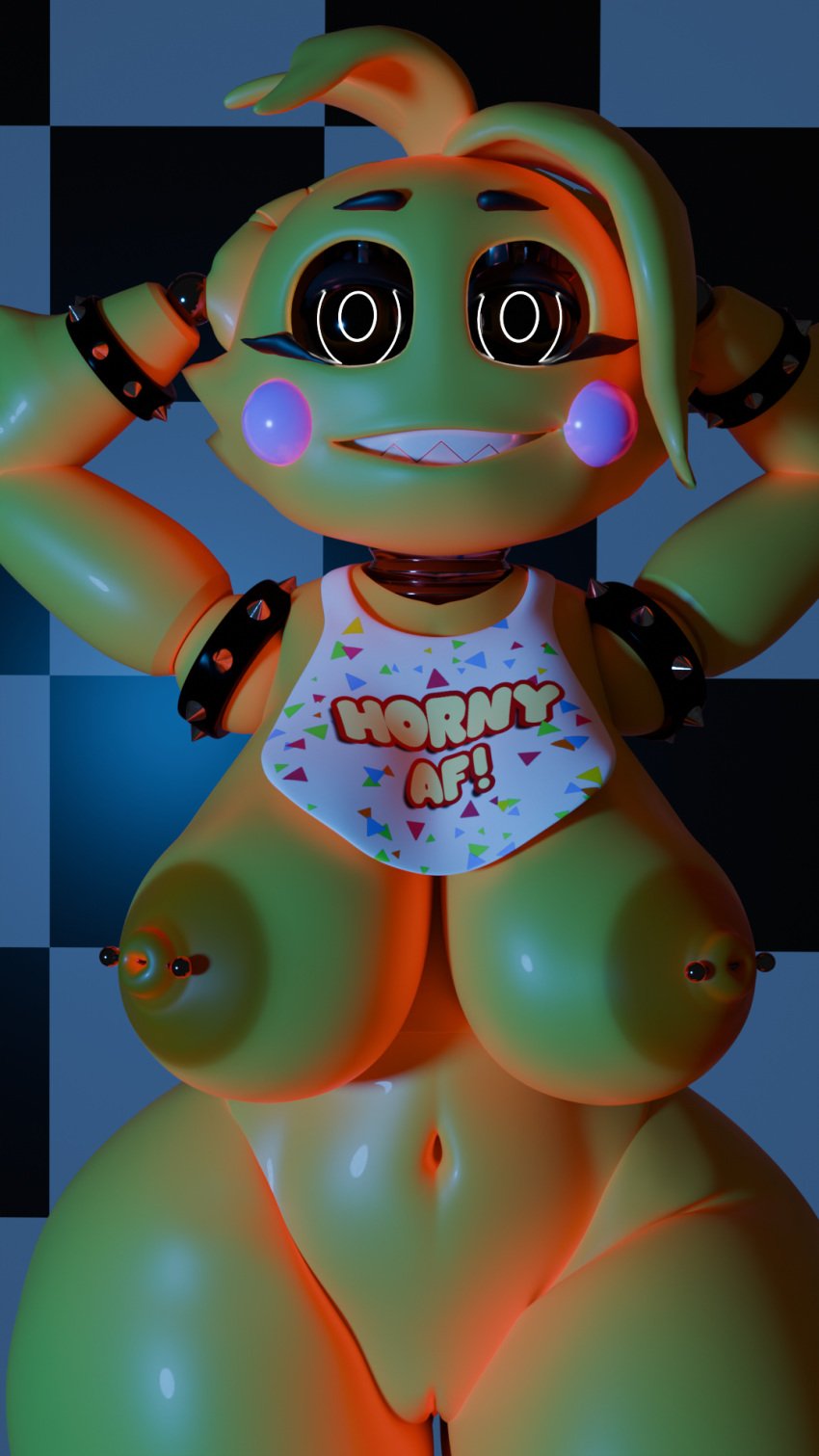 1female 3d 3d_(artwork) beach big_breasts blender blender_(software) breasts breasts_out cute cute_face female female_only five_nights_at_freddy's five_nights_at_freddy's_2 fnaf fnaf_2 hands_on_breasts horny horny_female looking_at_viewer neon_lights nipple_piercing nipples petru pierced_nipples piercing pussy smile smiling smiling_at_viewer solo thicc thick_thighs toy_chica_(fnaf)