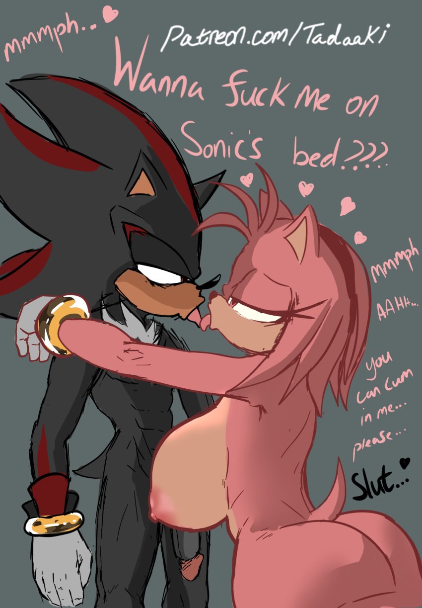 1female 1male amy_rose anthro anthro_on_anthro artist_upload begging begging_for_more begging_for_sex big_ass black_body black_fur bracelets breasts breasts_out cheating cheating_(relationship) cheating_girlfriend chest_fur cock cock_hungry cock_shock cock_sleeve colored comic comic_panel curvy curvy_body curvy_female curvy_figure curvy_hips dialogue digital_drawing_(artwork) digital_media_(artwork) drawing drawn eyelashes eyes_half_open eyes_visible_through_hair fat_ass friends_with_benefits full_body full_color furry furry_female furry_male furry_only gloves half-closed_eyes hand_on_another's_shoulder hanging_balls hanging_breasts hanging_penis huge_ass huge_breasts huge_cock hung inhibitor_ring invitation inviting inviting_to_sex kissing long_penis looking_at_partner male/female mentioned_character muscular muscular_male naked naked_female naked_male netorare patreon_username pink_body pink_eyes pink_fur pink_hair pink_nipples requesting shadow_the_hedgehog simple_background slutty_pose sonic_(series) sonic_the_hedgehog sonic_the_hedgehog_(series) standing straight tadaaki tail thick_ass thick_legs thick_penis thick_thighs tongue_kiss tounge_out