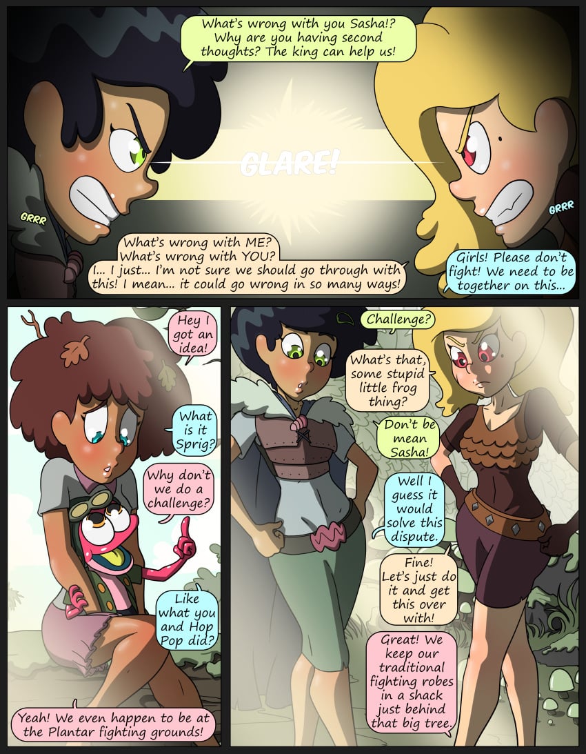 amphibia amphibia_(series) anne_boonchuy asian_female barefoot comic comic_page dark-skinned_female dark_skin disney disney_channel feet marcy_wu medullamind sasha_waybright speech_bubble sprig_plantar tagme text text_bubble thai thai_female