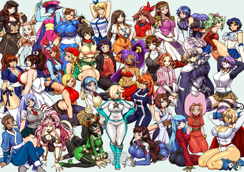 35girls 6+girls ami_mizuno animal_ears aqua_(kingdom_hearts) arched_back asuka_(senran_kagura) avatar_the_last_airbender belly_dancer belly_dancer_outfit big_breasts big_butt boots brown_skinned_female cammy_white chun-li cleavage_cutout cleavage_overflow cowgirl_hat crossover crossover_pairing d.va darkstalkers dc_comics dead_or_alive digimon digimon_adventure dorothea_arnault eastern_and_western_character fairy_tail fatal_fury fate_(series) female_armor final_fantasy final_fantasy_ix final_fantasy_vi final_fantasy_x fire_emblem:_three_houses frog_girl garnet_til_alexandros_xvii girls_only harem haru_okumura hsien_ko huge_ass huge_breasts jadenkaiba jasmine_(pokemon) jeanne_d'arc_(fate) kasumi_(doa) katara king_of_fighters kingdom_hearts kula_diamond kyoka_jiro long_hair looking_at_viewer looking_over_shoulder lucy_heartfilia lying_on_side mai_shiranui makoto_niijima massive_ass massive_breasts may_(pokemon) may_(pokemon_rs) mimi_tachikawa multicolored_hair multiple_girls my_hero_academia nejire_hado olivia_(fire_emblem) overwatch persona_5 pokemon power_girl presenting_breasts presenting_hindquarters princess_rosalina princess_zelda rosario+vampire sailor_moon school_uniform schoolgirl seductive seductive_look senran_kagura shantae shantae_(character) short_hair skyla_(pokemon) smug_expression smug_smile street_fighter sultry_eyes super_mario_bros. superheroine sweater terra_branford the_legend_of_zelda the_legend_of_zelda:_twilight_princess thick_ass thick_thighs tight_clothes tight_clothing tsuyu_asui vampire_girl voluptuous voluptuous_female yuna