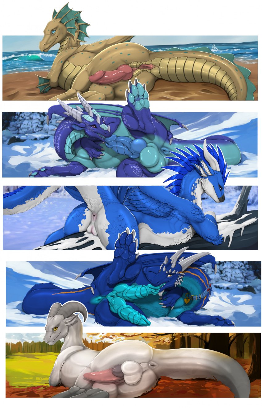 2_penises anus aquatic_dragon ass balls blue_anus blue_body blue_fur blue_knot blue_membrane blue_pawpads blue_penis claws dimitri_(anthrodragon) diphallia diphallism dragon erection female feral fur furred_dragon furred_scalie genitals green_membrane green_pawpads grey_anus grey_claws grey_horn grey_nose_horn group hi_res horn ishiru knot male marine meltach membrane_(anatomy) multi_genitalia multi_penis mythological_creature mythological_scalie mythology pawpads penis perineum pink_anus pink_knot pink_penis pink_pussy presenting presenting_anus purple_knot pussy scales scalie ventral_scales white_body white_fur white_horn white_scales yellow_body yellow_scales