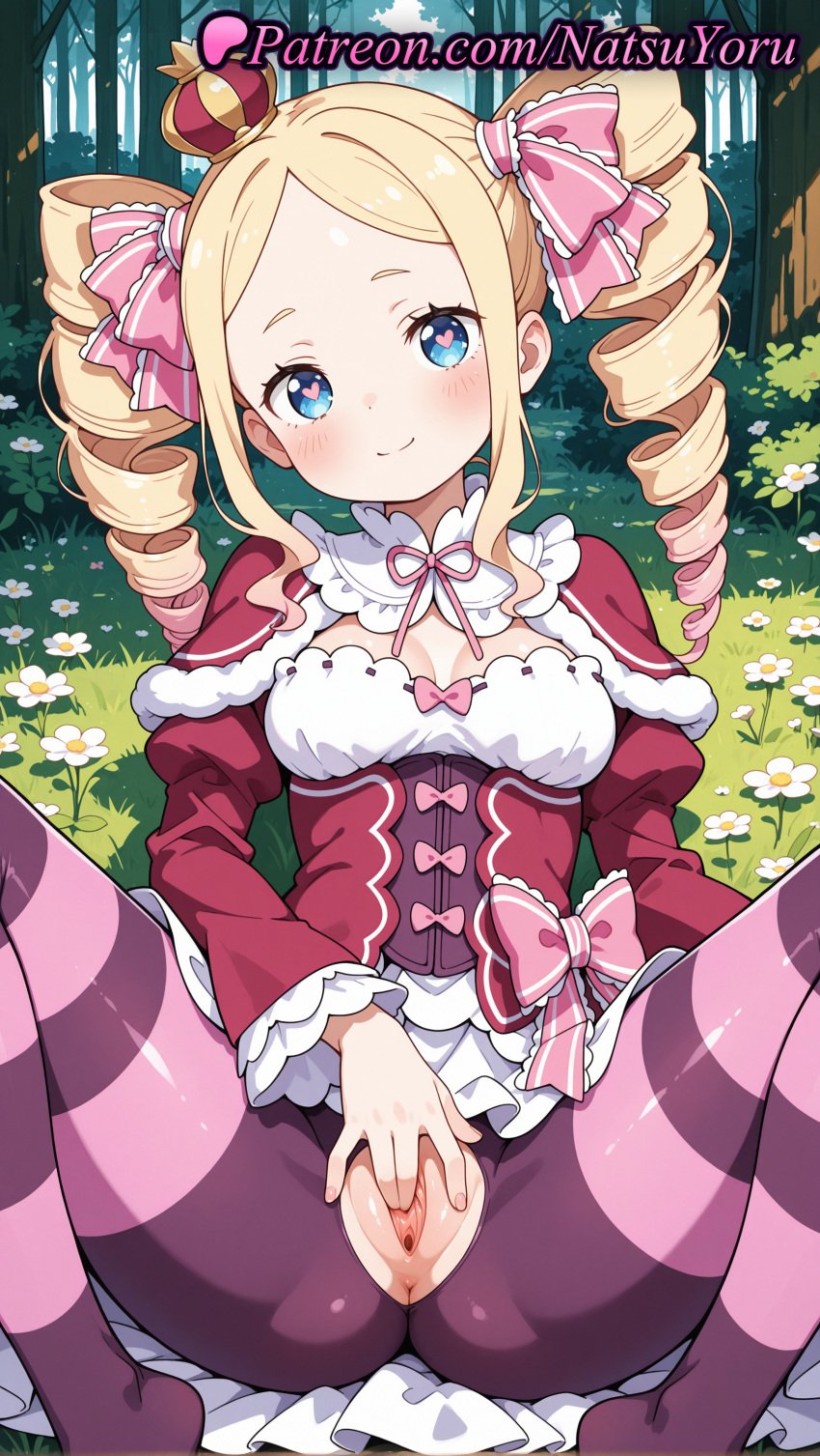 1girls 2025 ai ai_assisted ai_generated anime anime_style anus asshole beatrice_(re:zero) blonde_hair blue_eyes blush bow breasts bust busty capelet cleavage closed_mouth crotch_cutout crotchless_pantyhose crown dress drill_hair female female_focus female_masturbation female_only fingering flower forest frills fur-trimmed_capelet fur_trim gradient_hair grass hair_ribbon heart heart-shaped_pupils hentai hi_res high_quality high_resolution highres loli long_hair long_sleeves looking_at_viewer masturbation mini_crown natsuyoru nature no_panties outdoors pantyhose patreon pink_bow pink_ribbon purple_pantyhose pussy re:zero_kara_hajimeru_isekai_seikatsu red_capelet red_dress ribbon sidelocks sitting small_breasts smile solo solo_female spread_legs spread_pussy stable_diffusion striped striped_clothes striped_pantyhose symbol-shaped_pupils torn_clothes torn_pantyhose twin_drills twintails two-tone_legwear uncensored vagina voluptuous voluptuous_female white_flower