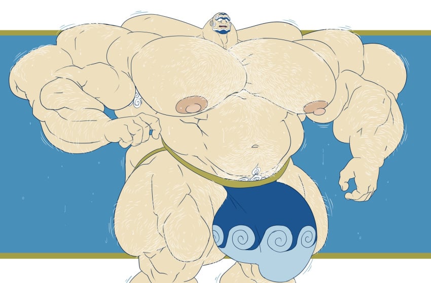 armpit_hair balls bara beard big_balls big_bulge big_muscles big_penis body_hair bulge facial_hair flaccid hyper_balls hyper_bulge hyper_penis jockstrap jockstrap_only kofu_(pokemon) male male_only muscles muscular nintendo penis pokemon remert solo solo_male sweat sweating